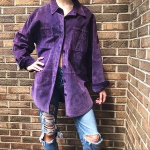 [Denim&Co] Purple Vintage Leather Suede Jacket/Top
